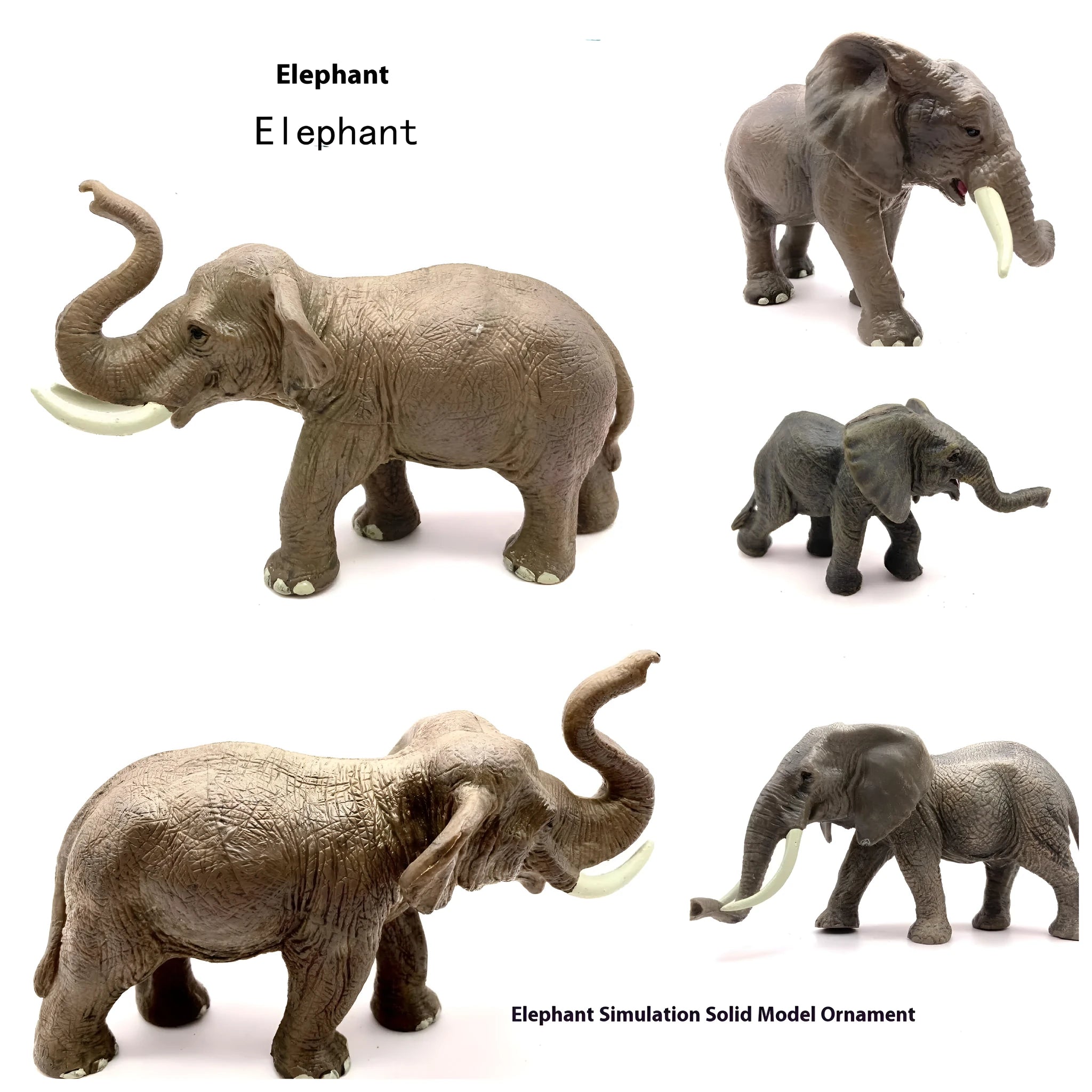 Solid PVC wildlife model replica elephant toy for children, African Elephant variant