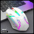 Black e-sports weighted wired mouse with USB cable on flat surface