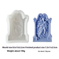Square elf shaped silicone baking mold for angel aromatherapy candle ornaments and cake decorating on a plain background