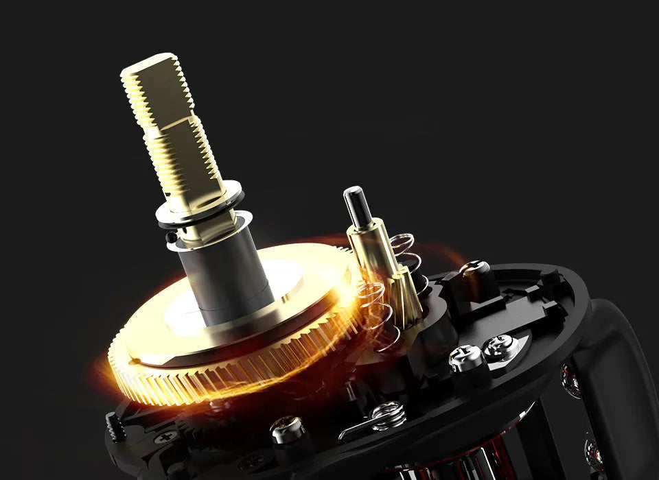 Drip wheel fishing reel showing left and right hand wheel configurations with rocking wheel line mechanism