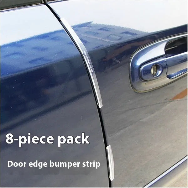 White plastic car door edge protection strip with adhesive backing, shown in packaging.