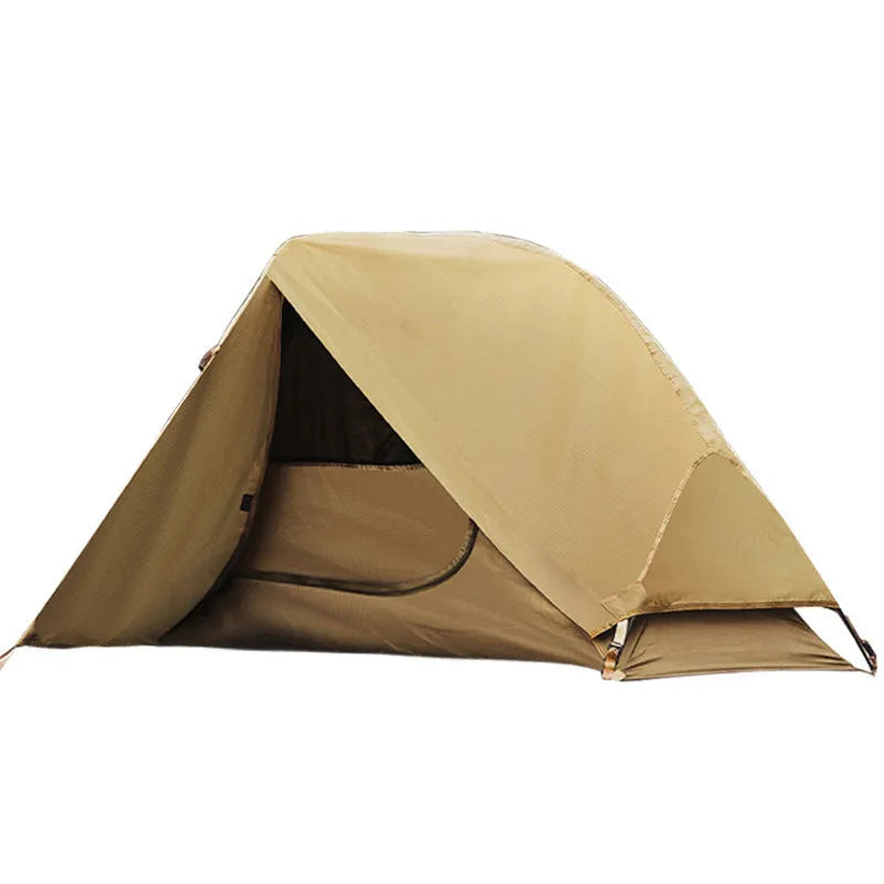 Single person soldier tent in camouflage design for outdoor camping
