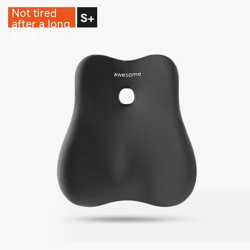 Car lumbar support pillow in black with memory foam filling for driving comfort
