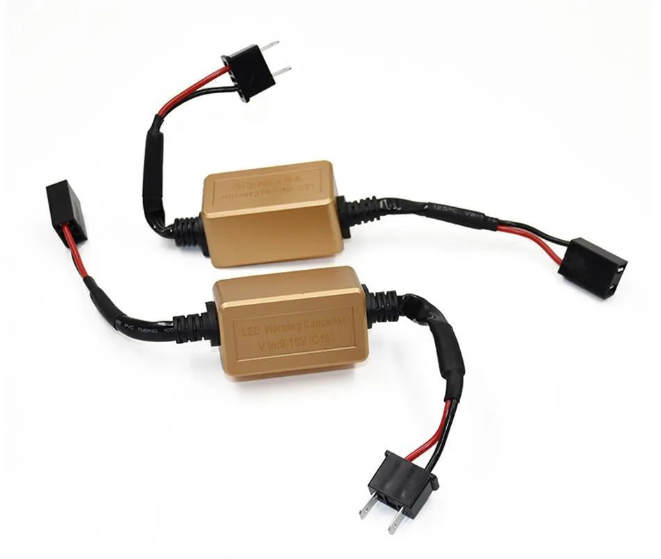 H4 H7 H11 LED car headlight Canbus decoder in black with plug connectors
