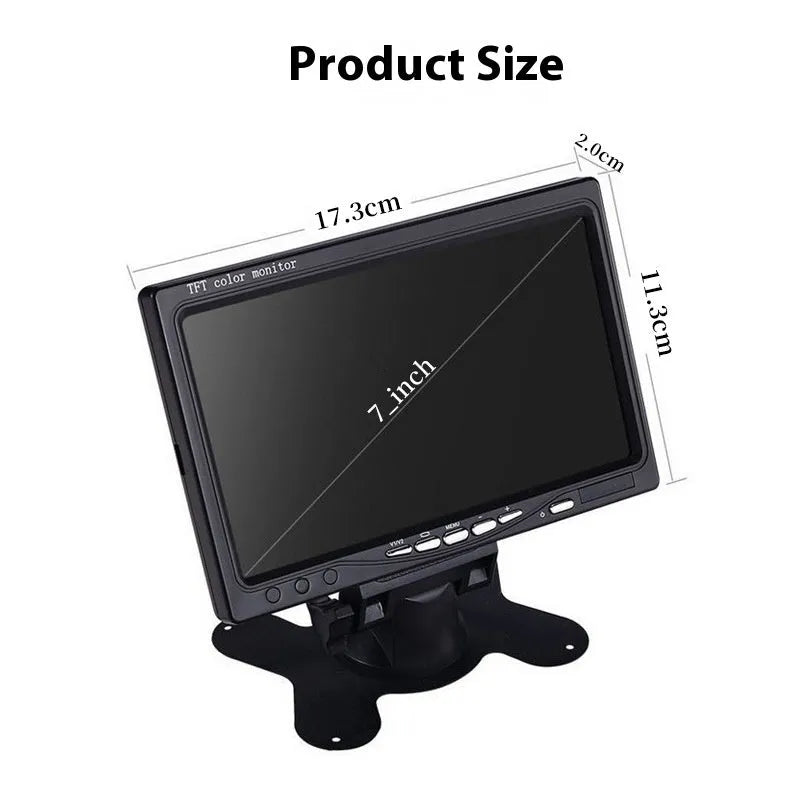 7-inch TFT desktop reversing monitor display with ABS housing and included camera