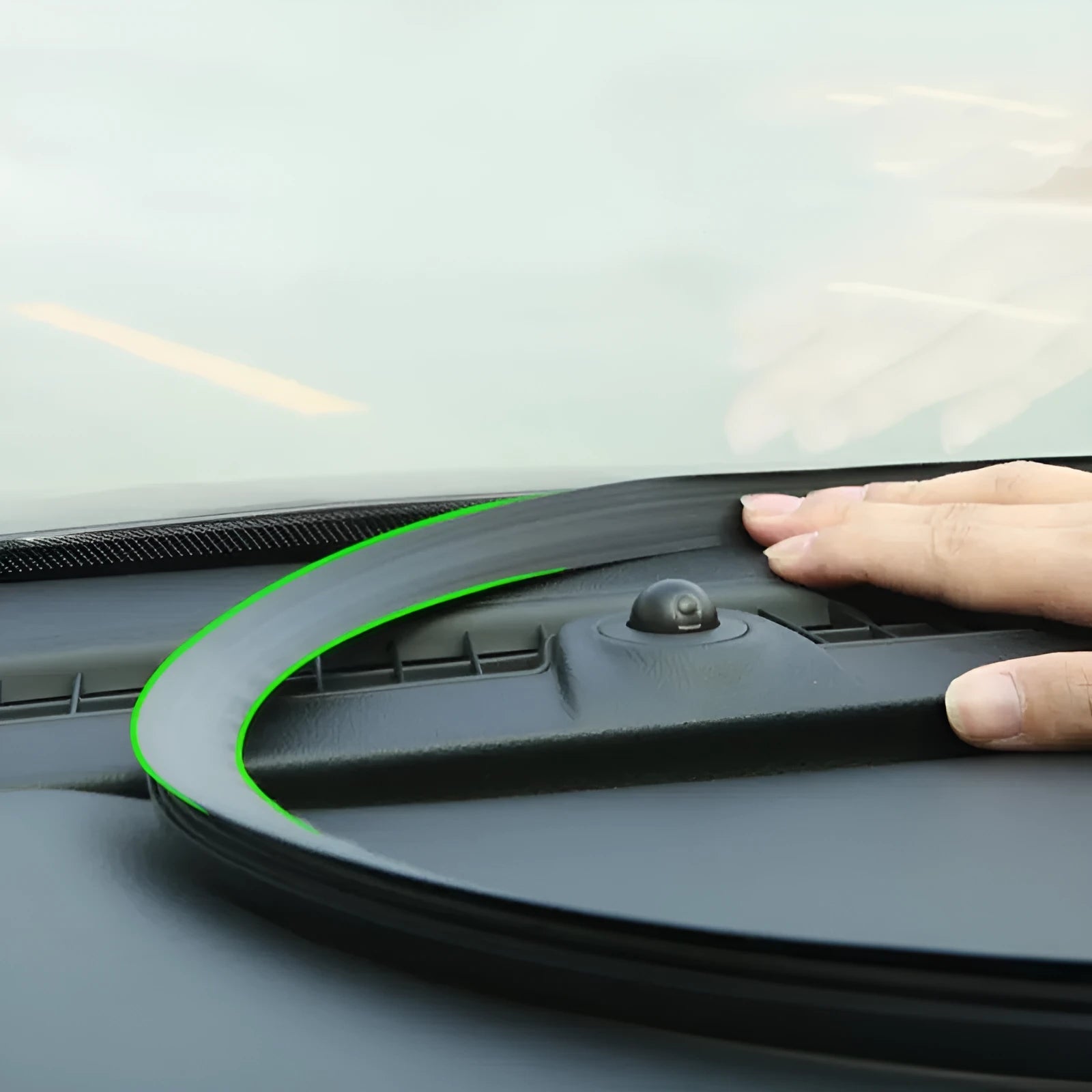 Mitsubishi Outlander dashboard soundproof seal strip showing silicone material and six-card slot design