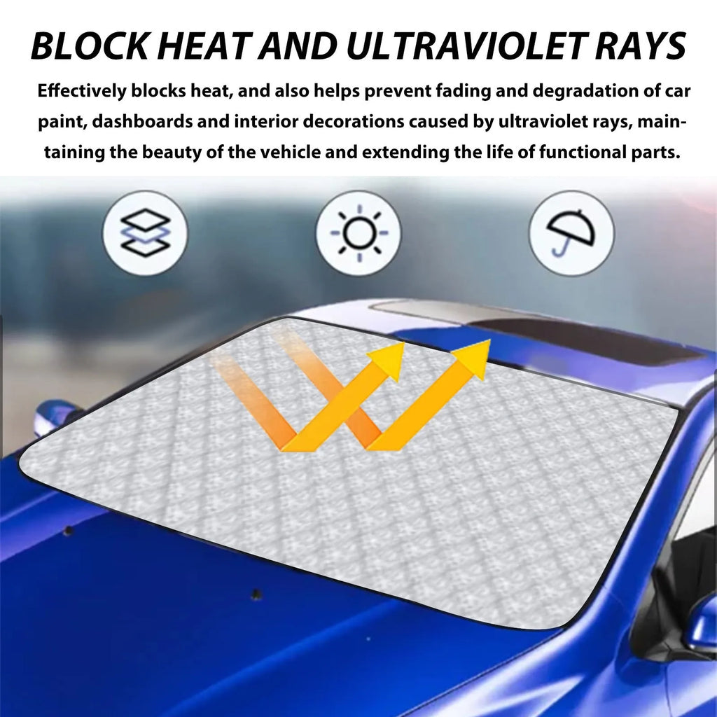 Aluminium film car windshield frost cover measuring 140cm by 95cm