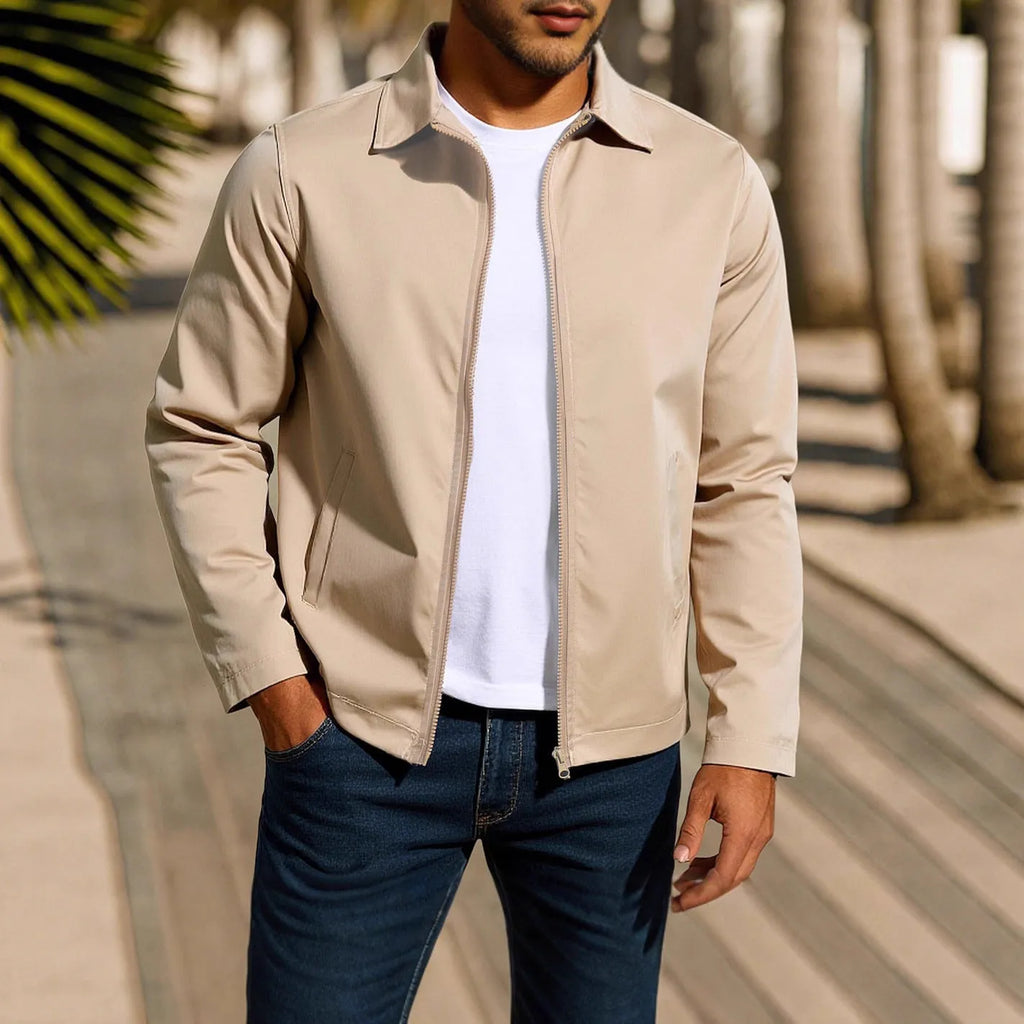 Men's zip-front cardigan jacket with raglan sleeves in emerald green.