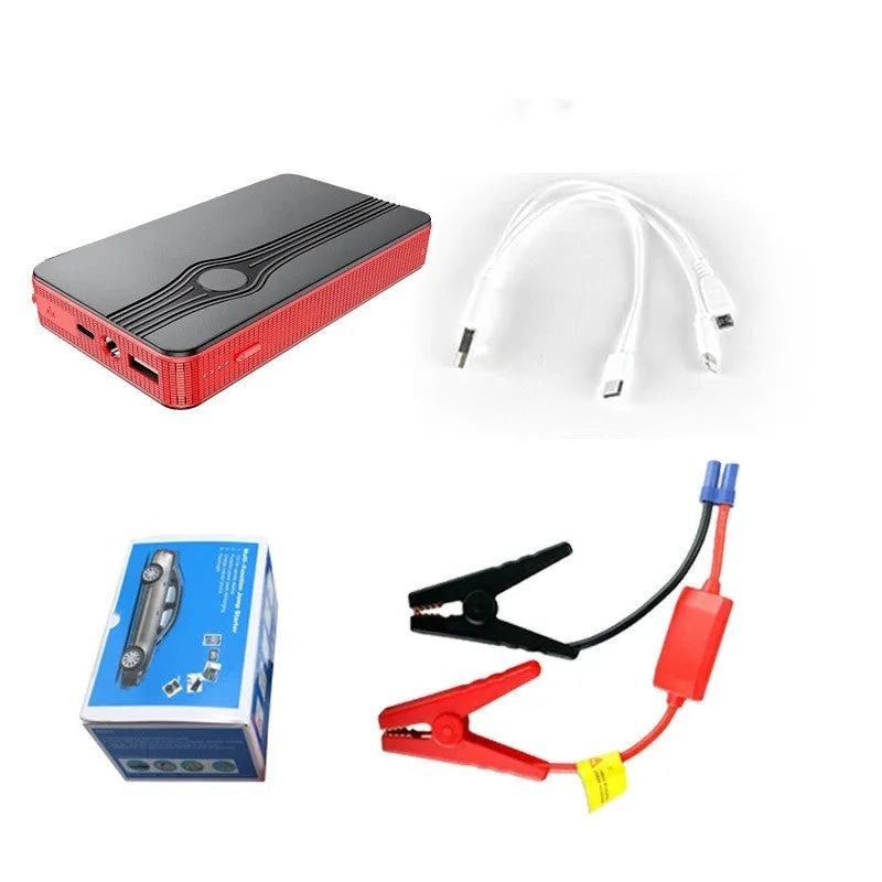 Red K4-E automobile emergency jump starter and portable power bank with USB port.