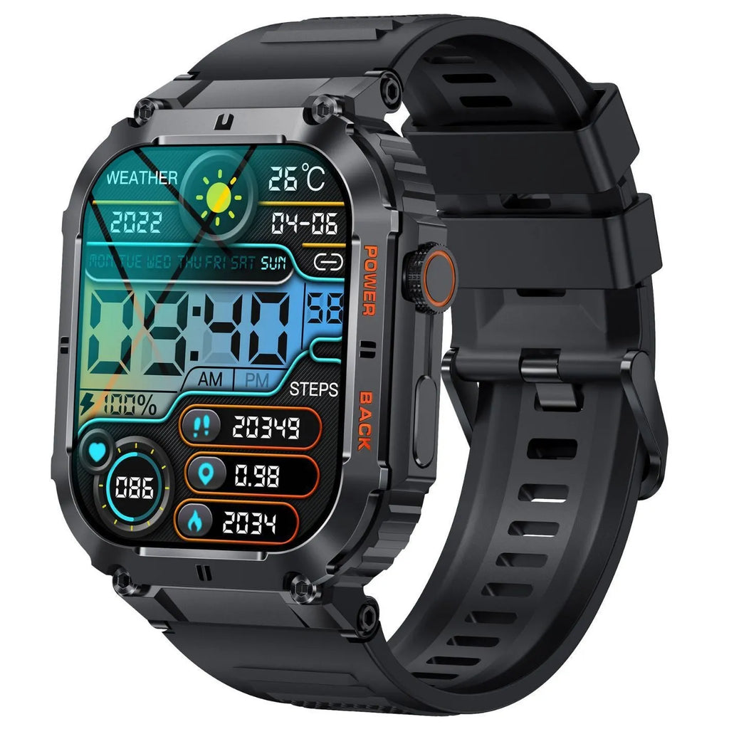 K57PRO Bluetooth Smartwatch in Black showing TFT screen with touch button interface