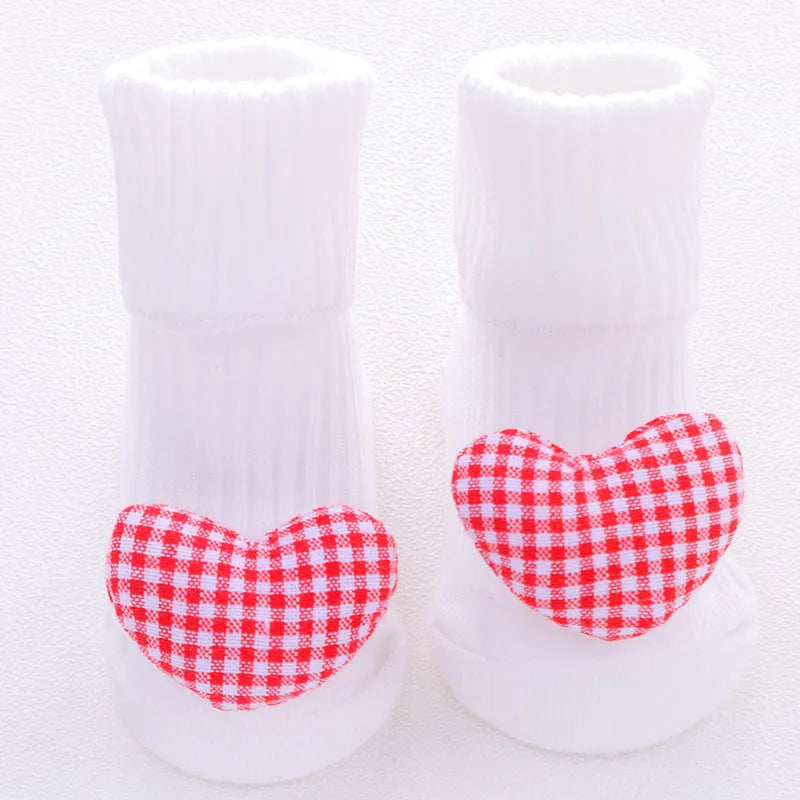 Cotton infant floor socks in multiple patterns with size options XS to M