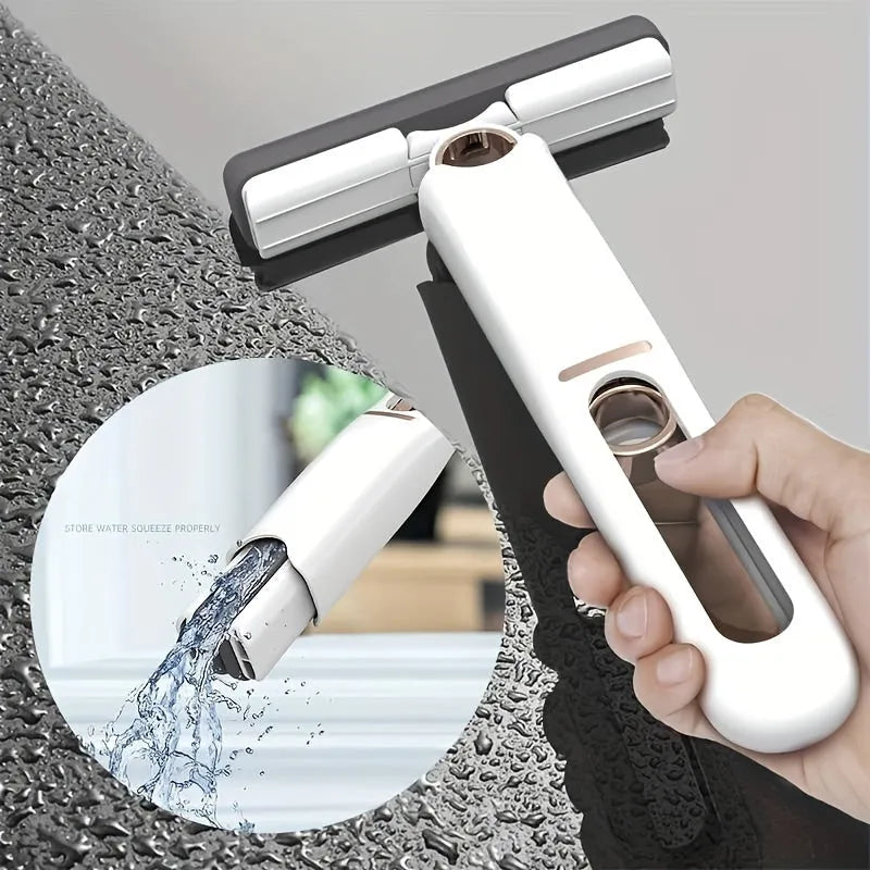 Portable self-squeeze mini mop with built-in wringer, 11.6x6.1 inch stretch length, for desk and window cleaning
