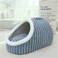 Striped dog bed with removable sponge mattress in blue, green, pink or yellow colour options
