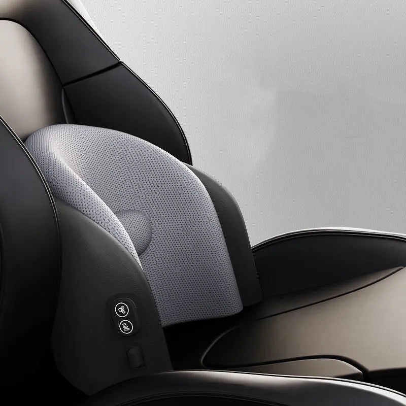 Memory foam car seat massage cushion showing headrest and lumbar support configurations