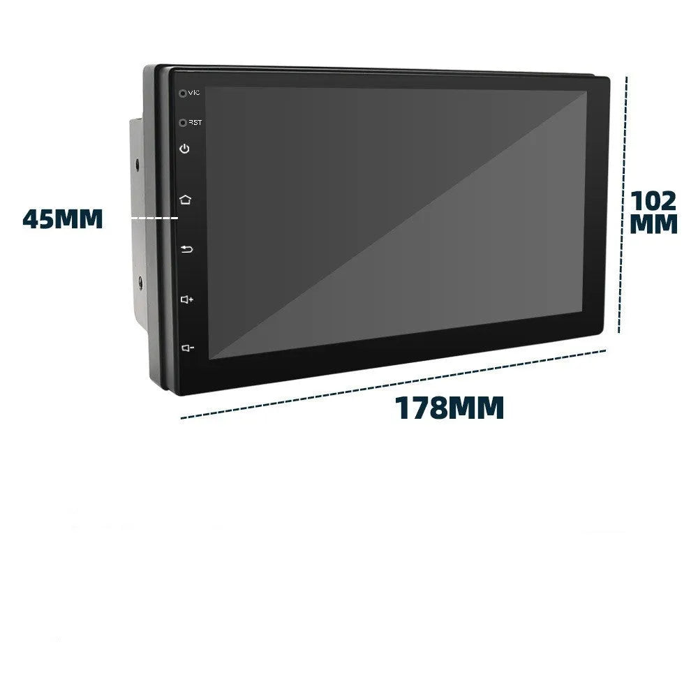 Universal car MP5 player with 7-inch screen showing GPS navigation interface and CarPlay connectivity