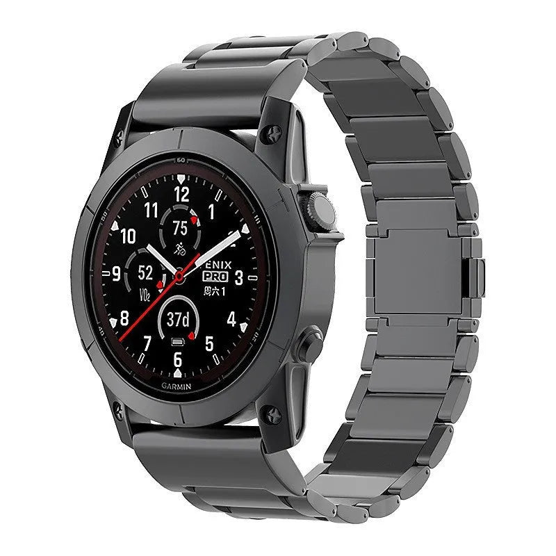 Magnetic buckle three-bead pure titanium watch strap for Jiaming Sanzhu in silver, 22mm width