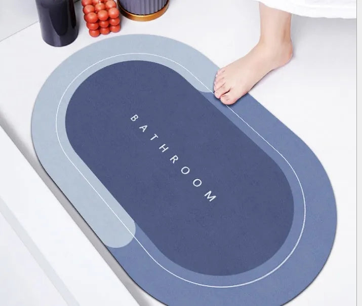 Modern diatom mud floor mat with natural rubber base in blue colour option