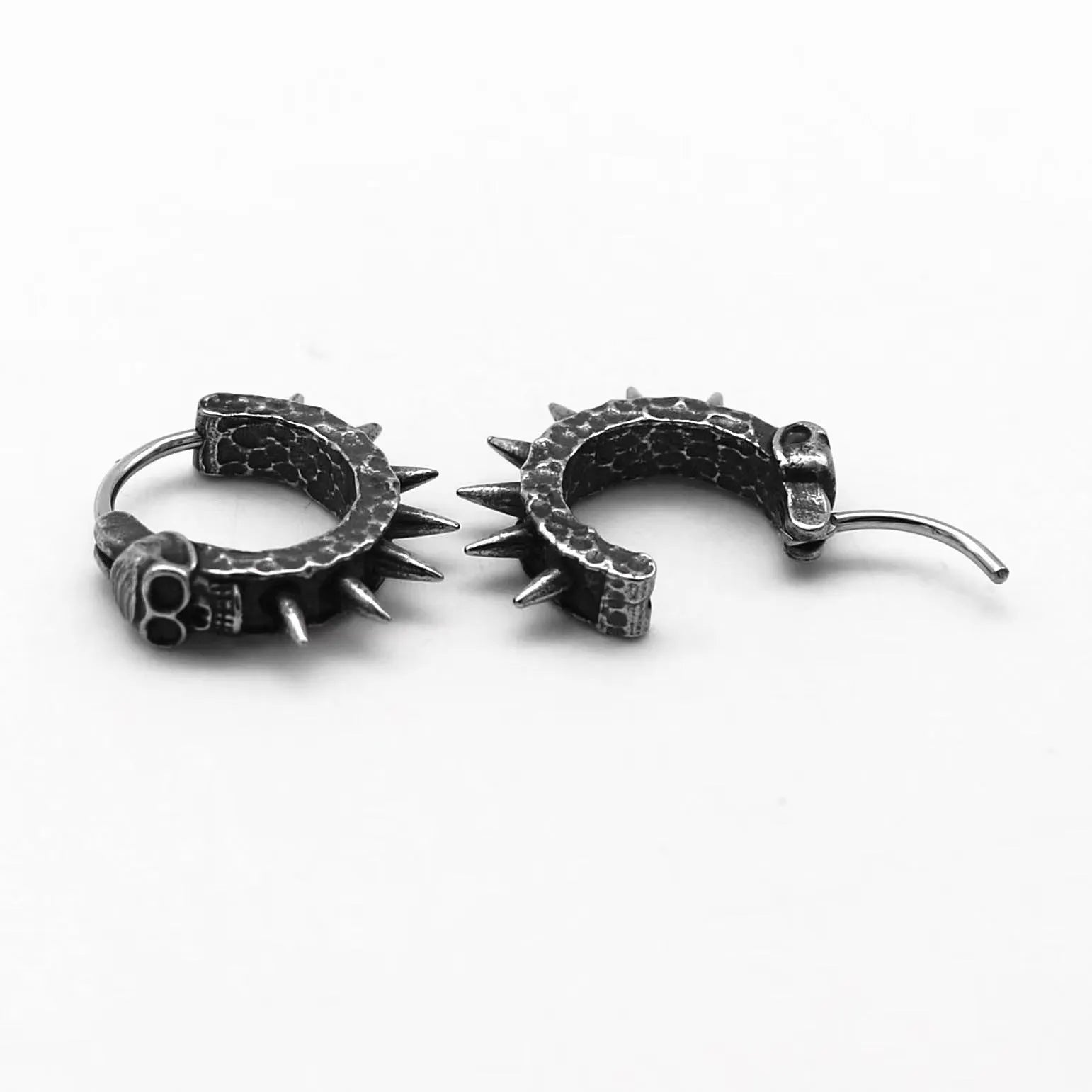 Copper and black geometric motorcycle earrings with alloy and plastic construction