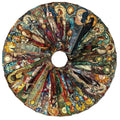Set of 30 colourful painted glass tarot design paper bookmarks laid out flat.
