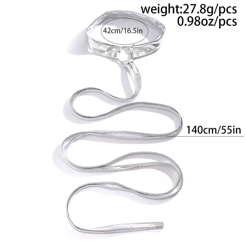 Silver alloy thigh chain with lace-up cross design and geometric shape for women