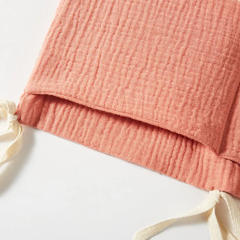 Cotton double layer baby bedside buggy bag in colour option, attached to a cot for storage