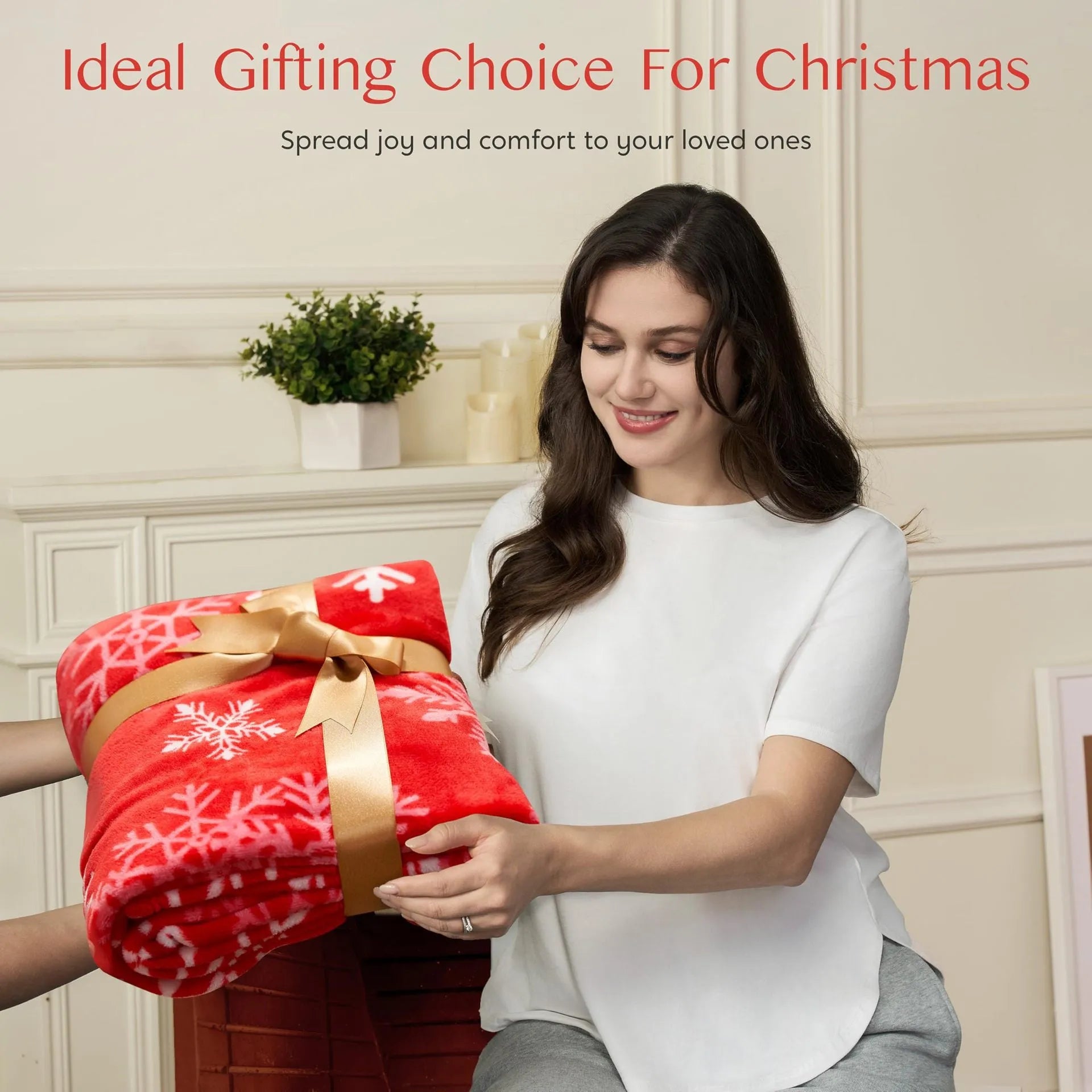 A soft, plush Christmas blanket made from polyester fibre, shown in an American style, folded to display its texture.