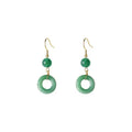 Chinese style green peace buckle shape earrings with geometric design and gold plating