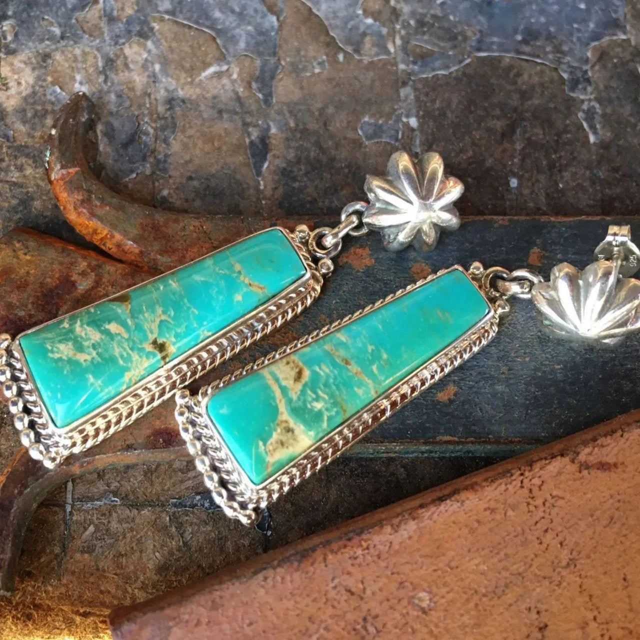 Green bohemian retro women's earrings with electroplated finish and alloy construction
