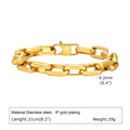 Men's square chain link stainless steel bracelet in black, gold, steel, and retro colours.