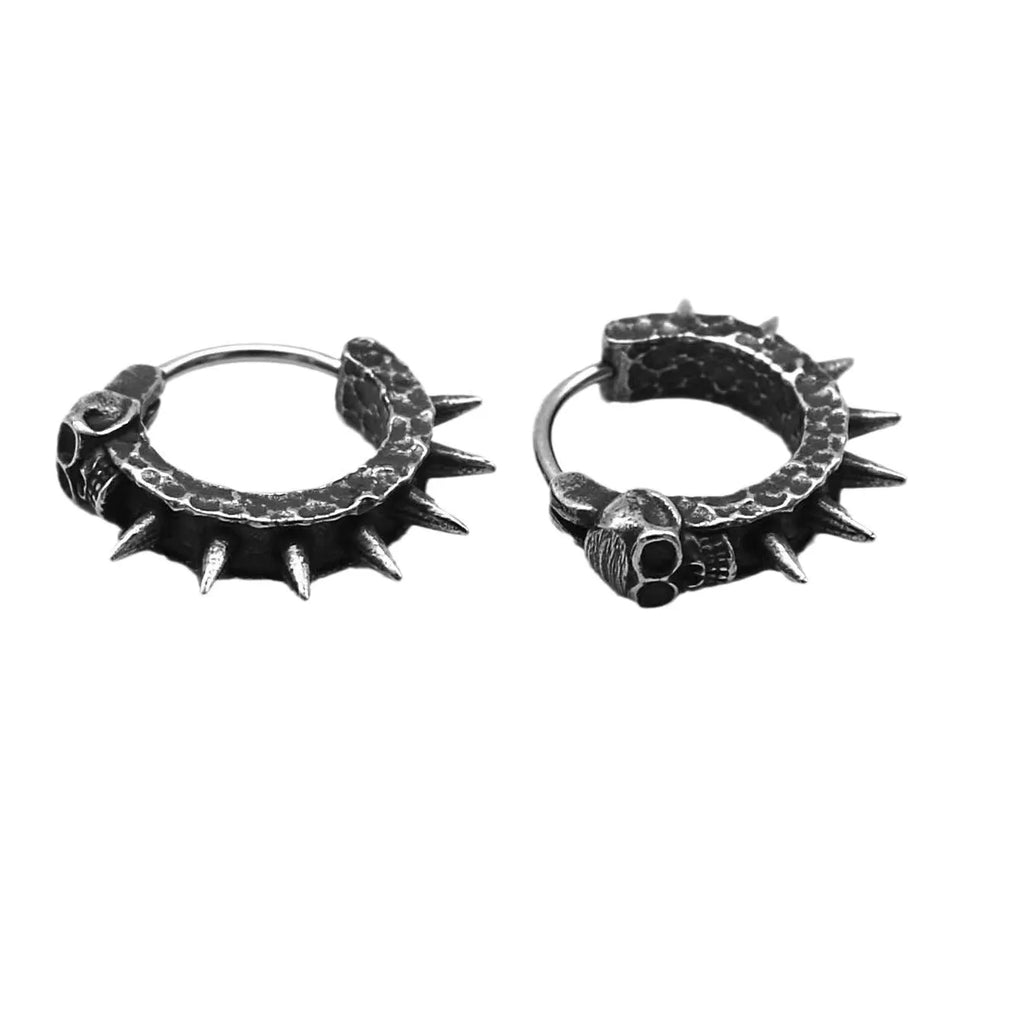 Copper and black geometric motorcycle earrings with alloy and plastic construction