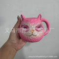 Resin Crystal Earth Cat Cup decorative ornament in purple, green, blue, and pink colour options.