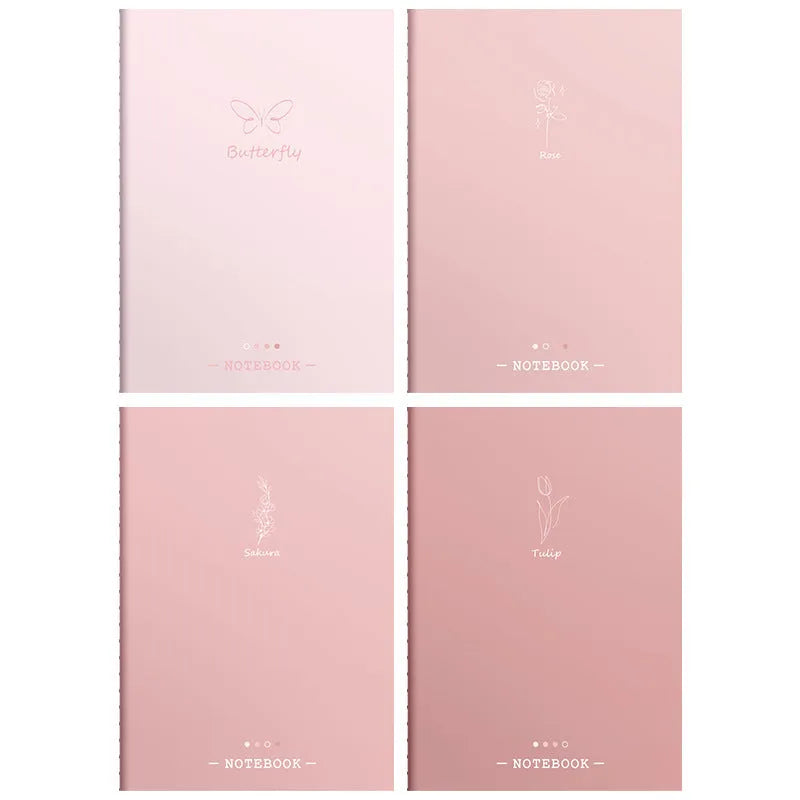 Set of 4 gradient colour notebooks with creative covers for student homework and learning.