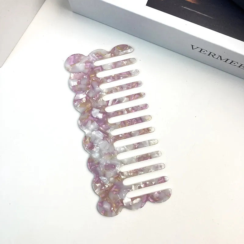 Acetate geometric wave hair comb in multiple colour options for women's styling
