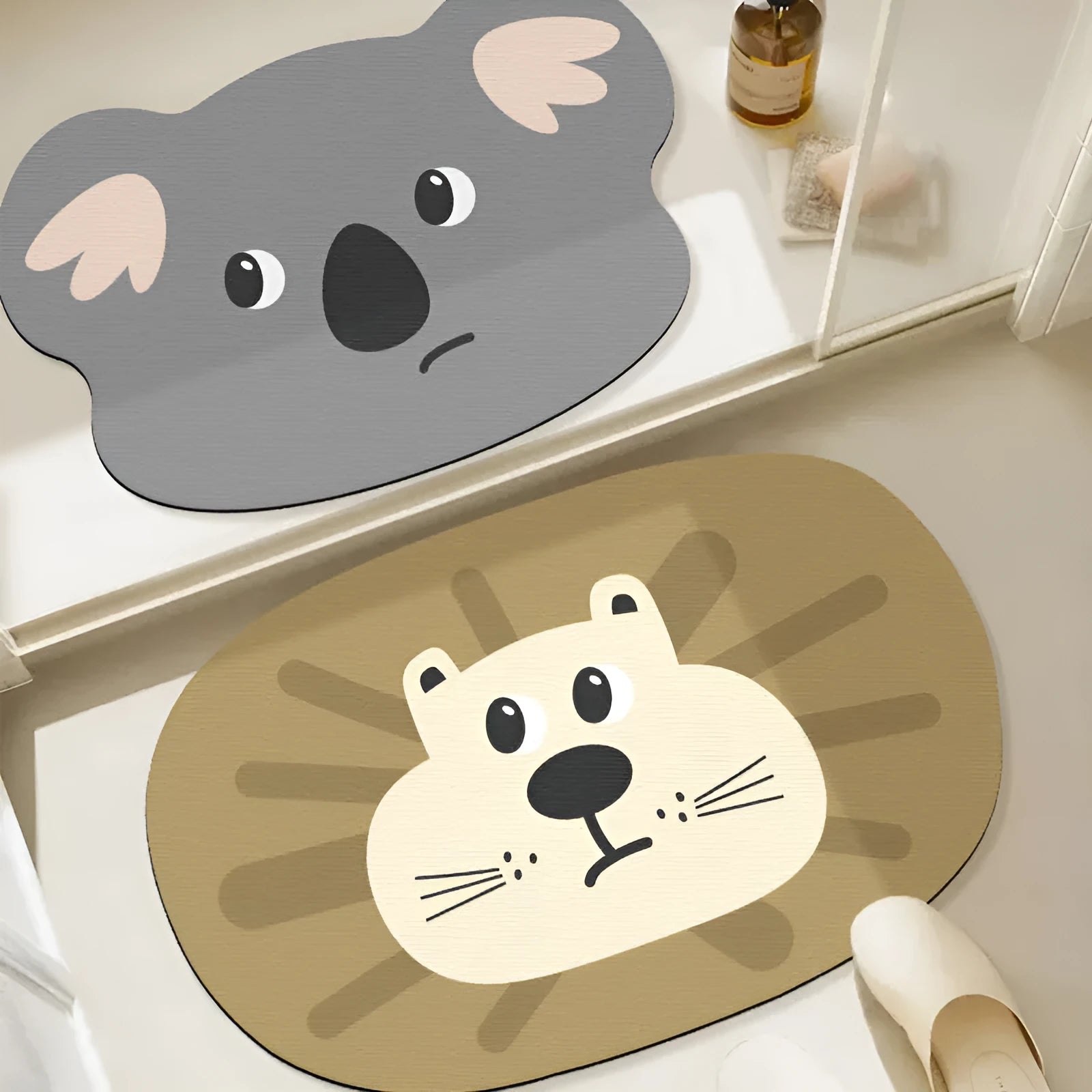 Cartoon animal diatom oil bathroom mat in alien shape for non-slip moisture absorption