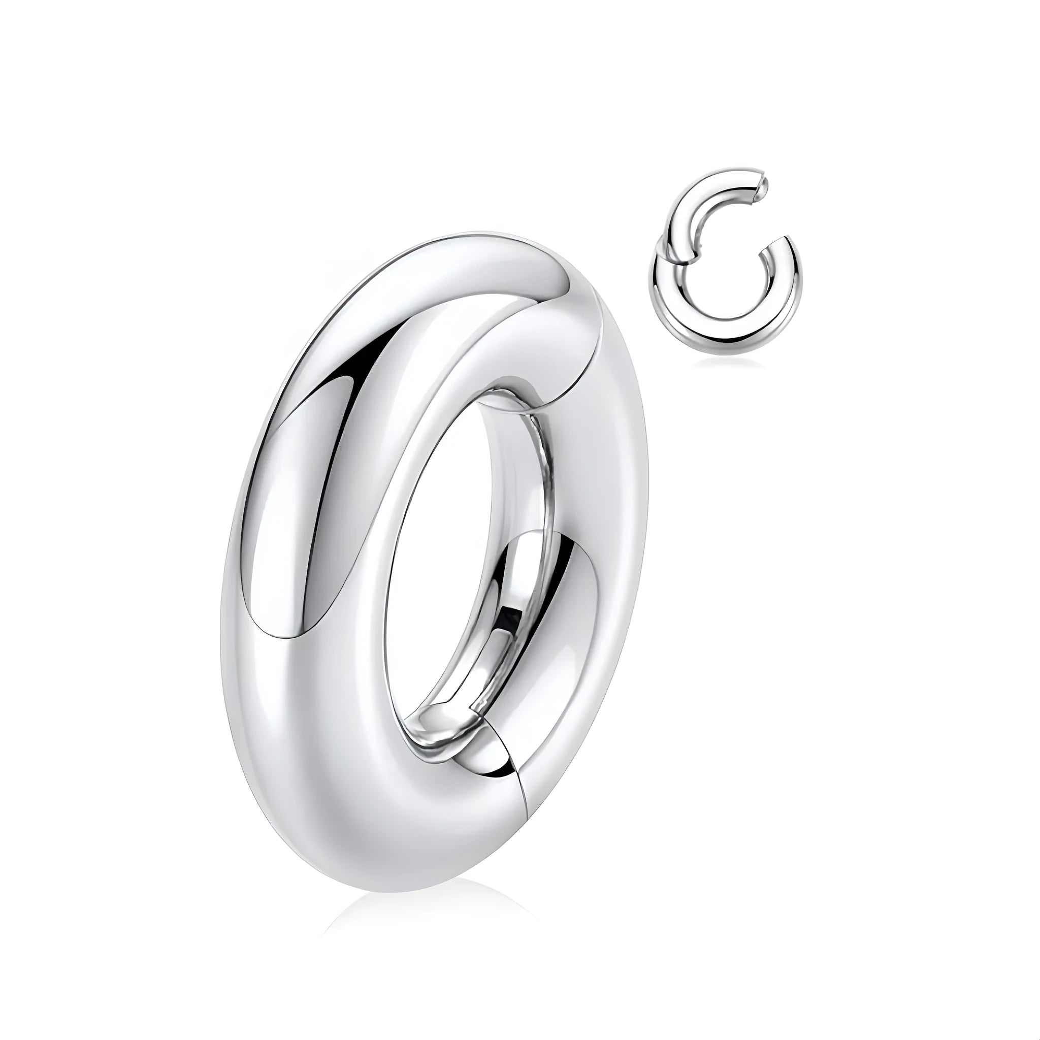 Titanium steel closed lip ring body piercing jewellery steel colour round electroplated finish