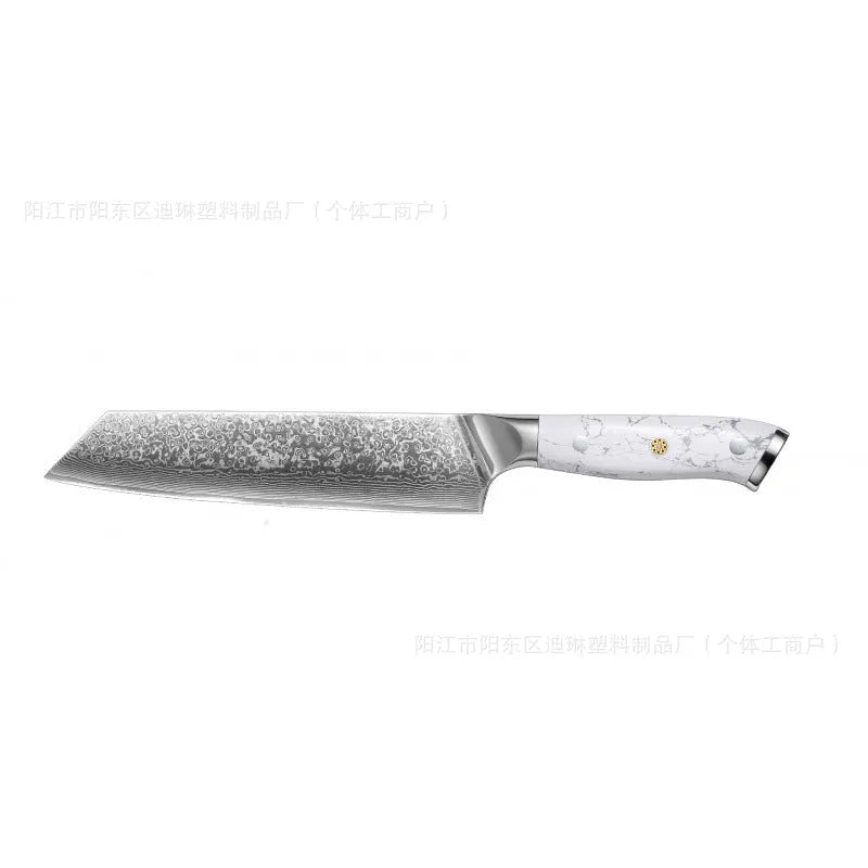 Damascus steel chef's knife with 21cm VG10 blade and 11cm handle measuring 32cm total length