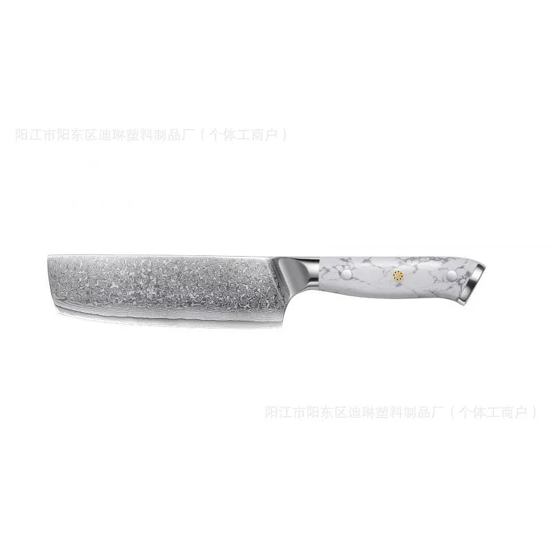 Damascus steel chef's knife with 21cm VG10 blade and 11cm handle measuring 32cm total length