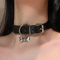 Black little bell shape necklace choker pet collar with adjustable 21-50cm fit