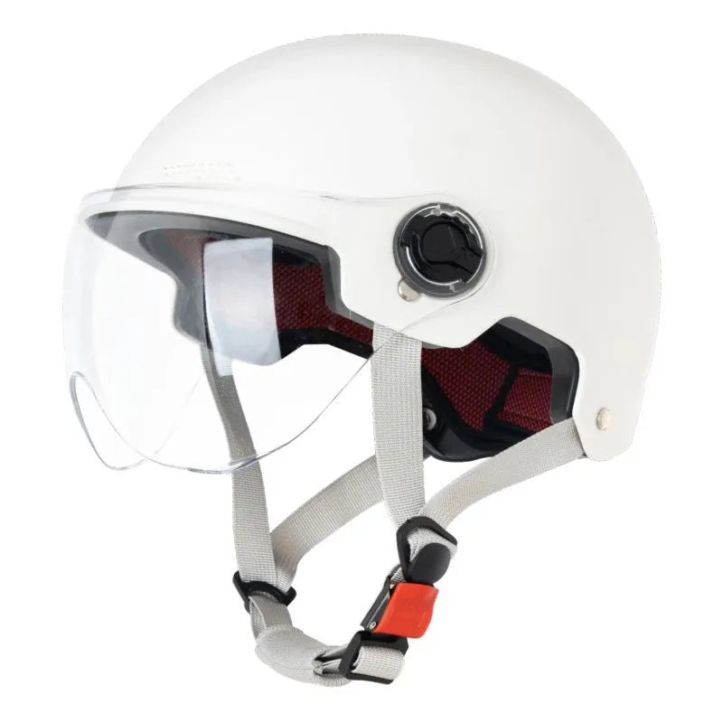 3C certified full-face polypropylene motorcycle helmet for electric vehicles, shown in a choice of colours.
