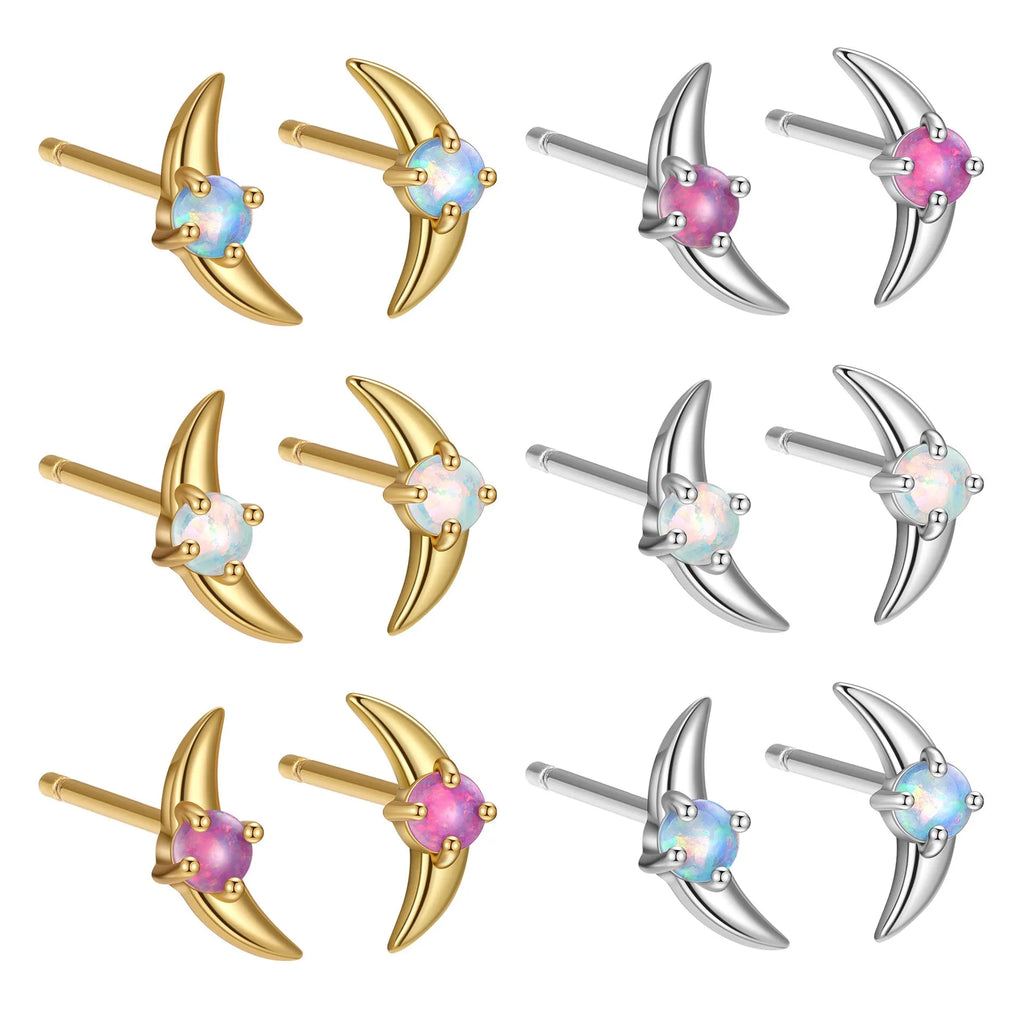 Geometric 925 silver earrings with stone accents in gold or platinum colour