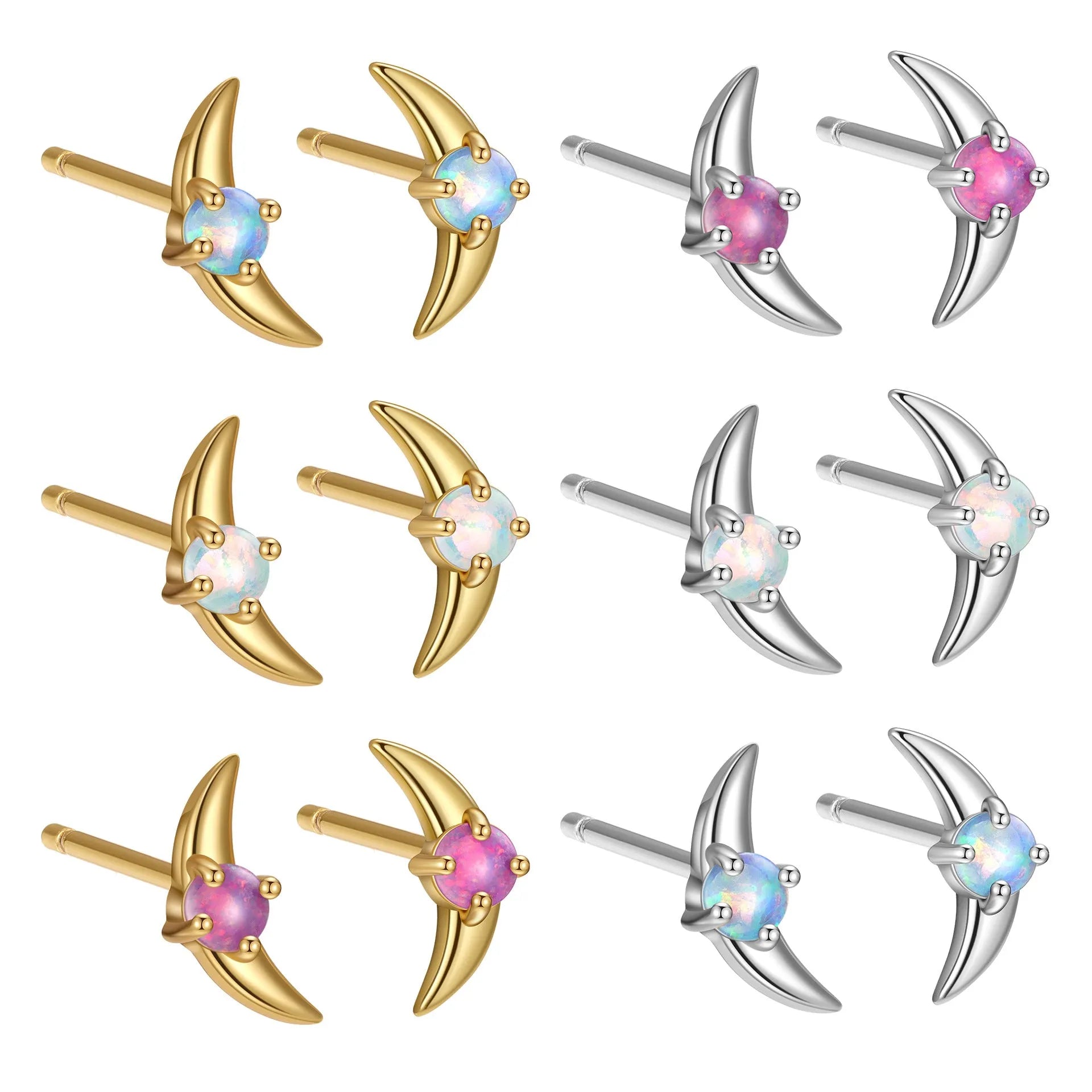 Geometric 925 silver earrings with stone accents in gold or platinum colour