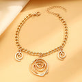 Spiral donut design jewellery set with necklace, bracelet and ear hooks in gold or silver finish