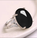 Adjustable alloy geometric sapphire ring women's ethnic style jewellery in black blue green red yellow colours