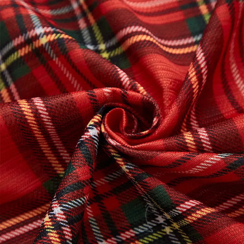 American-style rectangular curtain with printed festive design showing semi-sunshade function