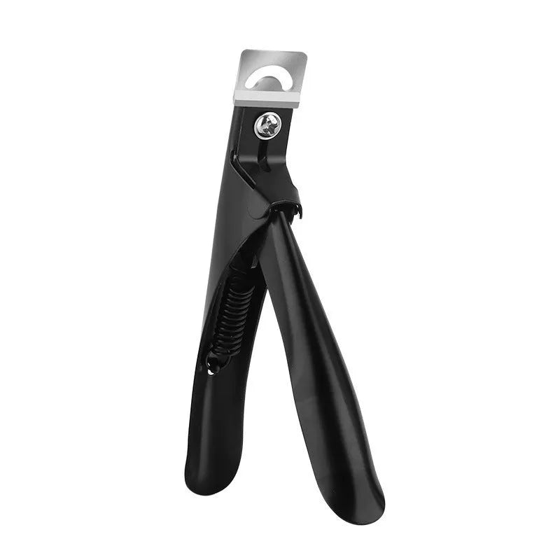 Stainless steel U-shaped nail scissors with an electrophoretic coated handle.