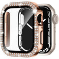Apple Watch case with double diamond glass and peep-proof privacy screen in rose gold colour.