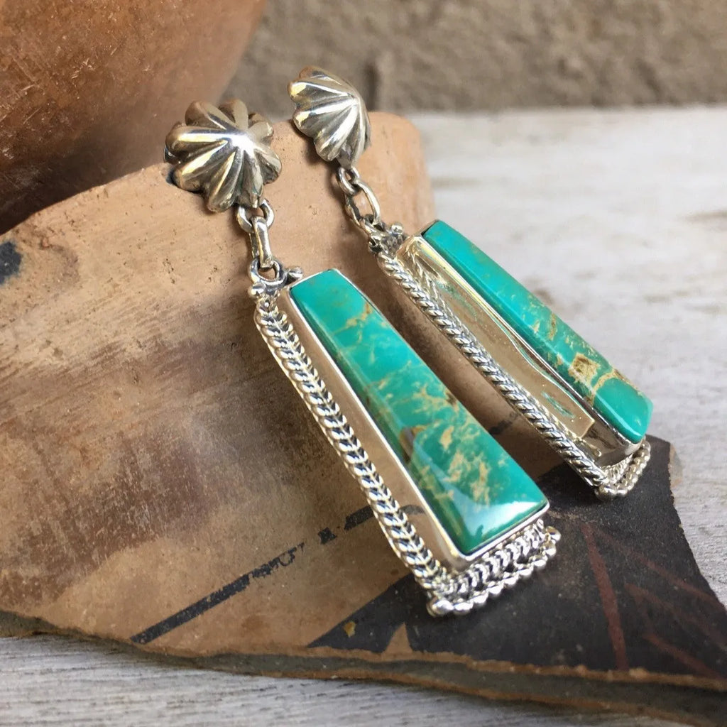 Green bohemian retro women's earrings with electroplated finish and alloy construction