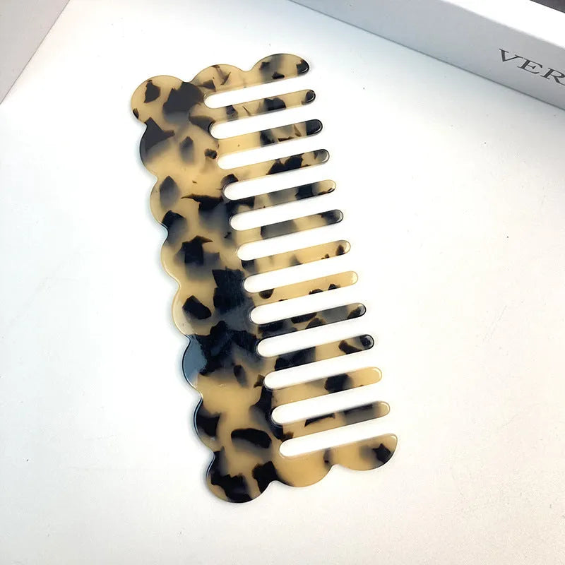 Acetate geometric wave hair comb in multiple colour options for women's styling