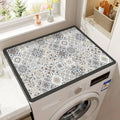 Square washing machine mat with abstract printed pattern in polyester fibre for laundry floor protection
