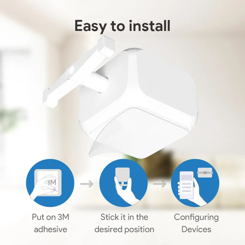 White Bluetooth rocker arm finger robot remote control on a surface.